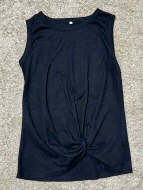 SAMPEEL Black Waffle Knit Tank Top Women’s Small Twist Front Sleeveless